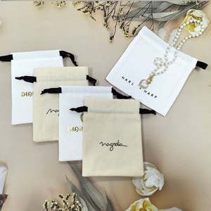 Sac à cordon multi-coton personnalisé écologique avec logo pour huiles essentielles, parfum, shampoing, bijoux (collier de perles) - Product Image 5