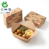 Boîte à emporter en carton kraft brun en gros pour emballage alimentaire certifié, personnalisable, écologique et jetable
