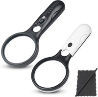 Handheld Illuminated Magnifying Glasses Magnifier with Light LED 3X 45X High Magnification for Reading