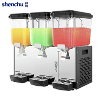 Distributeur de boissons chaudes et froides commercial à 3 réservoirs, contrôle de température indépendant, acier inoxydable 304, dégivrage automatique, libre-service