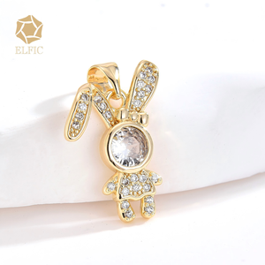 נהדר זהב 14k נחושת זירקון אנטי דהה שלום קיטי תליון חיות שרשרת קסם הסיטונאי - Product Image 3