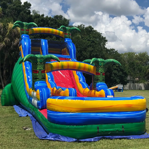 Toboggan aquatique gonflable commercial en PVC, toboggan humide et sec SIESTA FIESTA SLIDE, thème tropical pour événements en plein air - Product Image 6
