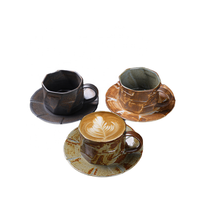 Tasse à café jetable en céramique rétro japonaise en grès avec design japonais lavable au lave-vaisselle et au micro-ondes pour les cadeaux publicitaires à l'extérieur
