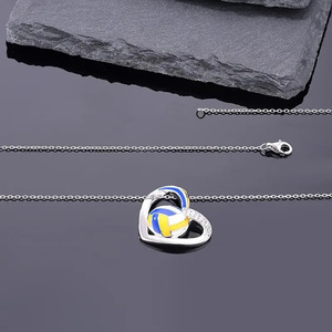 Collar con Colgante de Corazón para Mujer, Diseño Deportivo de Voleibol, Estilo Esmaltado, Cadena para Clavícula, Joyería de Moda - Product Image 3