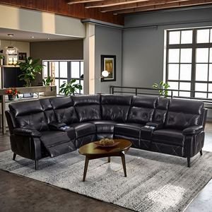 Frank Furniture Luxury Modern <b>Corner</b> Couch Sectional Electric Recliner Leather Sofa Set with <b>Storage</b> for Living Room - Product Image 1