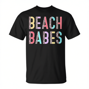 Camiseta Beach Babes para mujer, estilo veraniego, estampado de leopardo, estilo vacacional - Product Image 2