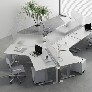 इलेक्ट्रिक 3-6 व्यक्ति वर्कस्टेशन स्टैंड डेस्क ऊंचाई समायोज्य दोहरी मोटर वाई प्रकार वर्कस्टेशन कार्यालय फर्नीचर - Product Image 1