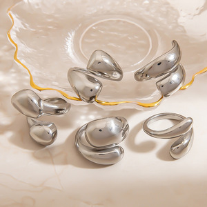 Geometric Stainless Steel <b>Ring</b> Irregular Ellipse Shape Unisex Daily Wear Jewelry - Product Image 3