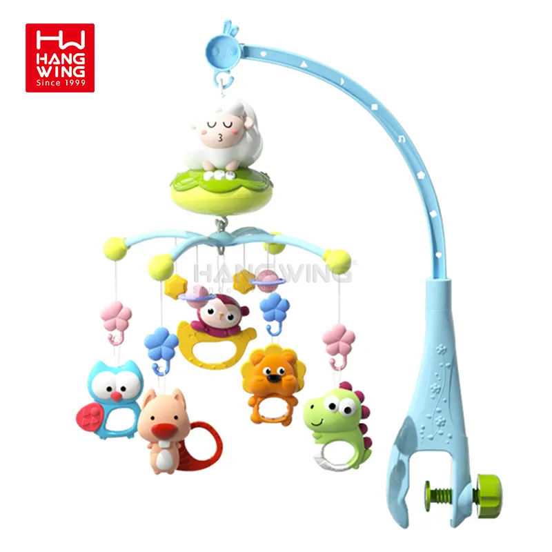 HW 0M + Recém-nascido Berço Musical Rotating Produto Pingente Controle Remoto Sheep Mobile Bed Bell com Pendurado Chocalho Brinquedo Infantil