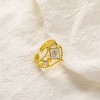 Bague ouverte vintage superposée avec pierre bleu foncé incrustée, en acier inoxydable réglable, élégante et tendance pour femme