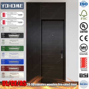 Porte en bois ignifugée homologuée <span class=keywords><strong>UL</strong></span> pour hôtel haut de gamme, résistante au feu pendant 20/45/60/90 minutes, pré-assemblée, avec serrure à carte, pour chambre d'hôtel. - Product Image 1