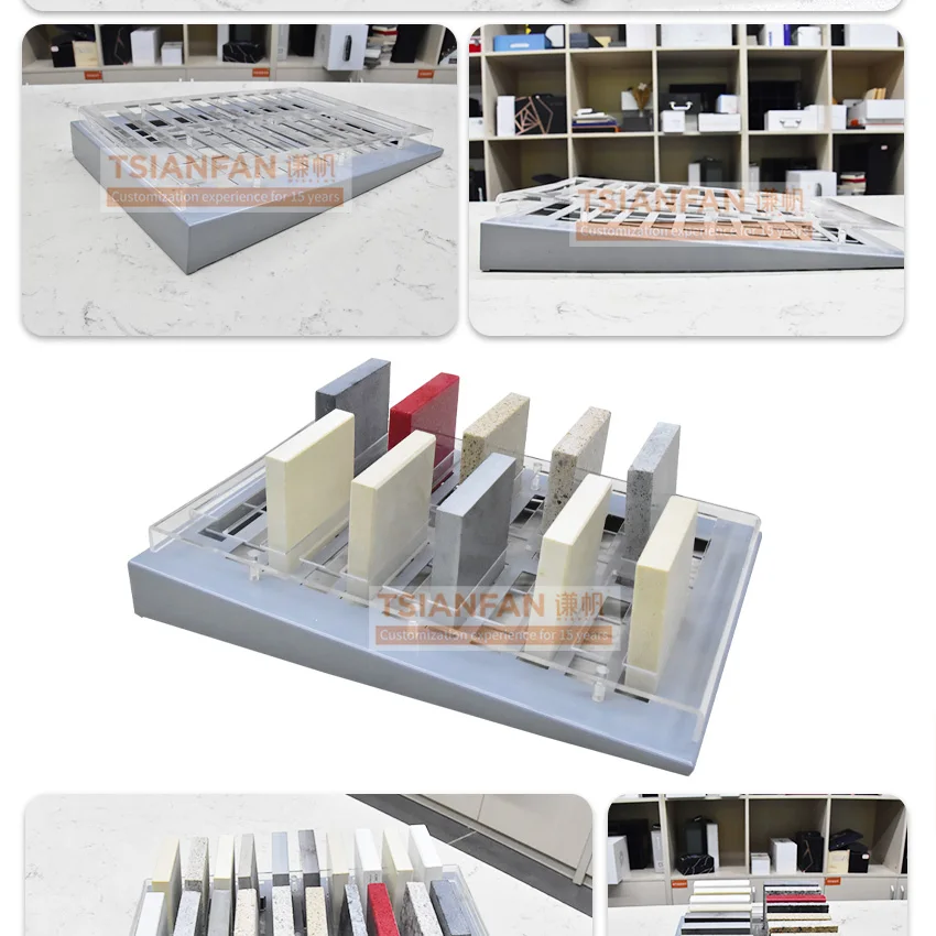 new style morden acrylic  desktop clear marble natural quartz stone rack tile  display table