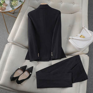 Completo da <span class=keywords><strong>Donna</strong></span> <span class=keywords><strong>a</strong></span> <span class=keywords><strong>Righe</strong></span> Stile Dea Professionale e Casual <span class=keywords><strong>Blazer</strong></span> Slim Alla Moda per Quest'Anno - Product Image 4