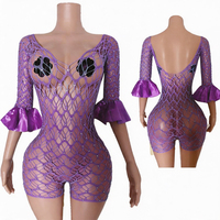 Tenue de strip-teaseuse sexy avec strass, pour soirée dansante, boîte de nuit, carnaval, costumes de danse exotique