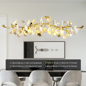 Lustre <span class=keywords><strong>en</strong></span> céramique long <span class=keywords><strong>en</strong></span> forme de ginkgo, <span class=keywords><strong>suspension</strong></span> <span class=keywords><strong>en</strong></span> <span class=keywords><strong>porcelaine</strong></span>, sculpture naturelle, lampe pour salon, salle à manger, cuisine - Product Image 2