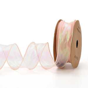 Ruban en fil de queue de poisson à bordure dorée, ruban en fil de queue de poisson ondulé perlé, ruban pour gâteaux floraux, ruban d'emballage floral, grand rouleau - Product Image 6