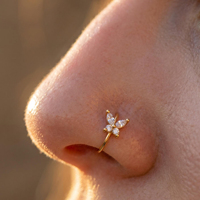 Bijou de piercing pour le nez en argent sterling 925 avec zircon en forme de croix, vente en gros, pour femme, cadeau de mariage tendance