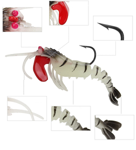 <span class=keywords><strong>Leurre</strong></span> lumineux bon marché à 5 sections pour crevettes avec appâts de crevettes souples articulés <span class=keywords><strong>Leurre</strong></span> de crevettes souples en plastique à tête de plomb - Product Image 3