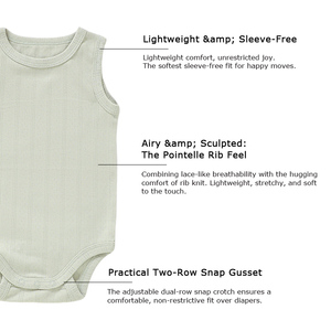 Macacão de Bebê de Verão Respirável em Malha Pointelle Sem Mangas - Product Image 3