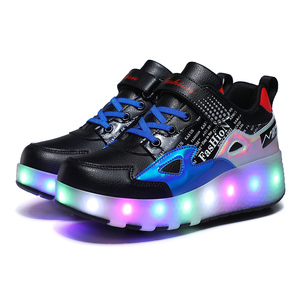 Chaussures de sport <span class=keywords><strong>LED</strong></span> d'extérieur pour hommes de haute qualité, prix d'usine, semelle TPR, patins à roulettes ajustables, chaussures à deux roues pour garçons - Product Image 4