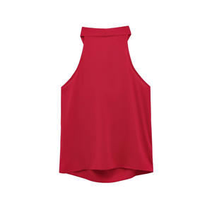 Débardeurs pour femmes, nouvelle mode décontractée, respirants, courts, à sequins dorés, col en V, 100% polyester, anti-boulochage, sergé, vintage - Product Image 2