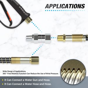 Adaptateur de tuyau de nettoyeur haute pression M22 14, connecteur à filetage métallique pour pistolet à eau de lavage de voiture, joint anti-pliure - Product Image 4
