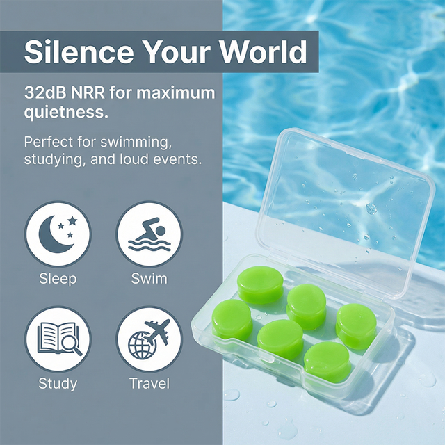 Waterproof Moldable Silicone Ear Plugs for Swimming Diving Reusable Soundproof Earplugs for Sleep Snoring Relief