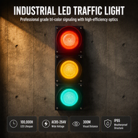 Lampu Lalu Lintas LED dengan Casing PC Tahan Cuaca, Indikator Sinyal 3 Warna Standar untuk Keamanan Persimpangan Jalan