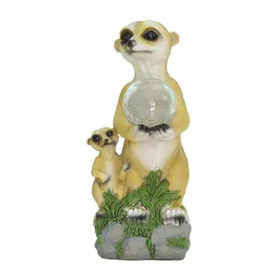 Statues de suricates faites à la main Statues d'animaux de jardin Mongoose Resin Decor Sculpture wholesale solar garden lights