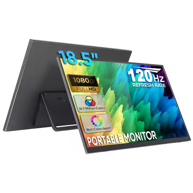 Portable Monitor 18.5 Inch 120Hz 1080P LCD VESA Stand 180 Kickstand Ultra-Slim IPS HDR Travel Second Monitor Laptop Stock