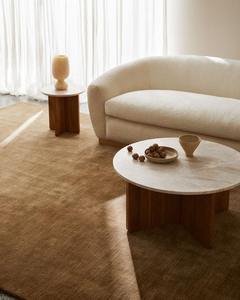 Tapis de sol moderne sur mesure, design de créateur, en laine tuftée à la main, couleur beige, peluche douce, poils coupés 15 mm, couleur unie, durable, pour la maison et les pique-niques - Product Image 2