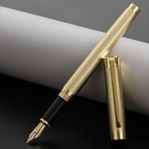 High Quality Custom Logo Embossed Golden Metal Fountain <b>Pen</b> Luxury Business Gift Ballpoint <b>Pen</b> for Business Writing and School - Product Image 1