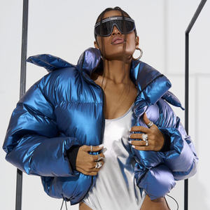 कस्टम मोटी सूती डिब्बाबंद सर्दियों की जैकेट महिलाओं ने प्यूफर जैकेट पार्का नीचे जैकेट वाली जैकेट का रेशनप्रूफ चमकदार परिदृश्य बारिश - Product Image 4