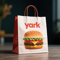 Sac en papier personnalisé avec logo, recyclé, de luxe, pour la restauration à emporter, sac cadeau, sac de shopping avec poignée