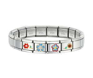 Pulsera de Acero Inoxidable con Dijes Italianos de Flores, Estilo Casual para Uso Diario, Joyería de Moda para Mujer, Regalo - Product Image 5