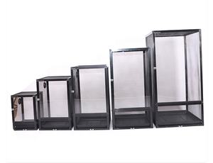 Cage pour animaux de compagnie en aluminium argenté de taille moyenne, en PVC, à motif solide, pour petits animaux, reptiles, bouton carré, écologique, durable, cage d'alimentation pour animaux de compagnie - Product Image 6