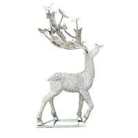 Sculpture urbaine publique extérieure, grande sculpture d'art en forme de cerf, sculpture de cerf en acier inoxydable, sculpture de cerf en fer