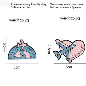 Sming Pin mengambil perjalanan bersama-sama Enamel Pin pesawat Kompas Bumi kerah lencana teks rumah perjalanan bros logam campuran - Product Image 6