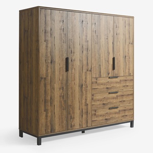 <span class=keywords><strong>Armario</strong></span> Moderno Personalizado <span class=keywords><strong>con</strong></span> 4 Puertas y 3 <span class=keywords><strong>Cajones</strong></span>, Diseño Plano Independiente, Revestimiento de Madera Melamina, <span class=keywords><strong>Armario</strong></span> <span class=keywords><strong>Pequeño</strong></span> de Almacenamiento - Product Image 6
