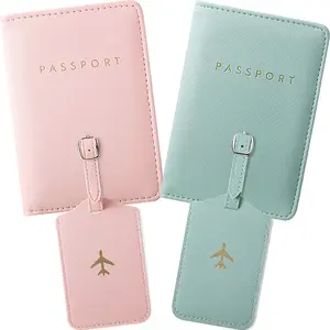 Portefeuille de voyage en cuir, porte-passeport et étiquette de bagages, Logo personnalisé de luxe, Sublimation Rfid