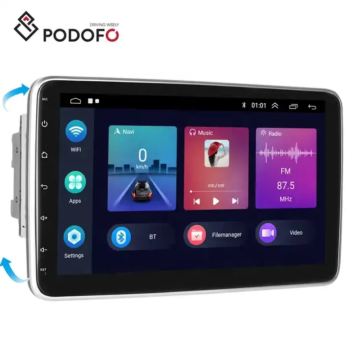 10.1 Podofo "schermo rotante 2 Din Android 1 + 32/2 + 64GB Autoradio Stereo Carplay Android Auto GPS Wifi BT Hifi Audio