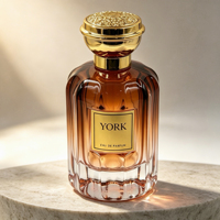Flacon de parfum en verre de luxe de 100 ml avec pulvérisateur à pompe à marquage à chaud, couleur personnalisée, bouchon doré UV