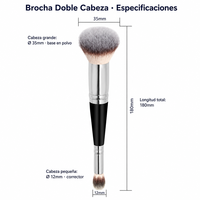 Pinceau de maquillage double embout JLY à poils courts, pinceau de fond de teint à double usage pour les produits liquides, crèmes et poudres