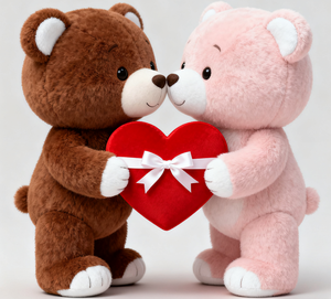 Ours en peluche en forme de cœur pour couple, animaux en peluche doux pour mariage, Saint-Valentin - Product Image 1