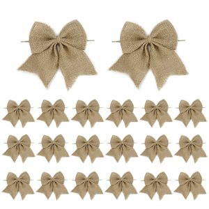 Fleurs en jute naturel faites à la main Nœud papillon Décoration d'arbre de Noël Cadeau <span class=keywords><strong>Ruban</strong></span> de jute Noeud papillon - Product Image 1