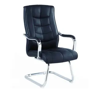 Дешевая цена, Прямая продажа с завода, офисный стул из черной искусственной кожи с металлическим каркасом