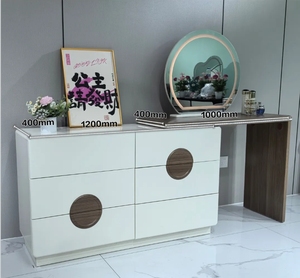 Modern Makeup Vanity <b>Dressing</b> <b>Table</b> <b>with</b> LED Mirror <b>Storage</b> Drawers Bedroom - Product Image 2