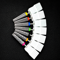 Jeu de fraises rotatives en carbure de tungstène de qualité supérieure, double coupe, avec anneau de couleur, tige de 3/32 po pour perceuse à ongles électrique