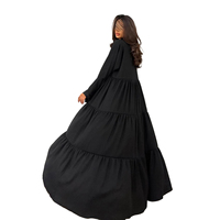 Robe longue brodée unie à manches cloche pour femme musulmane Lignes, style Dubaï