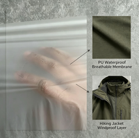 Membrane imperméable respirante en PU de 0,018 mm, film coupe-vent, taux de vapeur d'eau 3000-10000 g/m²/24h, transparent/blanc laiteux/noir
